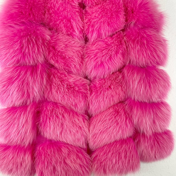 Genuine Fox Fur Pink Vest Jacket Size M/L - Picture 4 of 11
